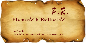 Plancsák Radiszló névjegykártya